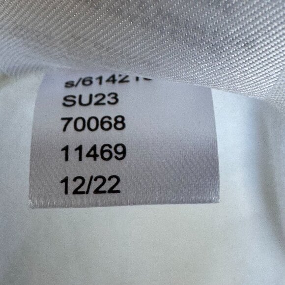 Ann Taylor ivory Linen Blend Short Puff Sleeve Button Front Midi Dress Size 16 - Picture 17 of 17